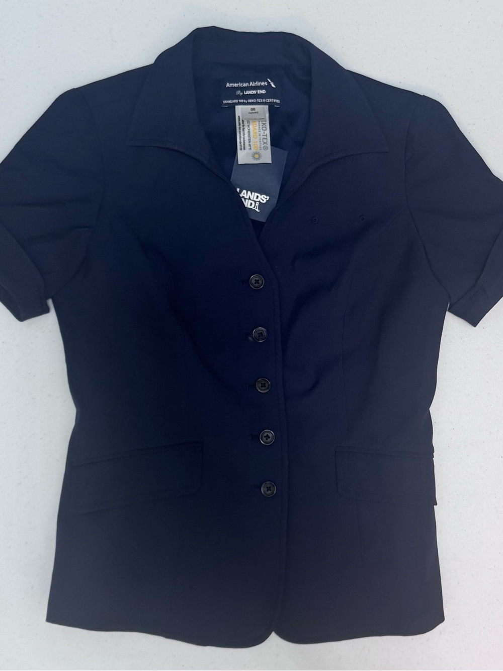 American Airlines by Lands' End Women's Short-Sleeve Navy Uniform Jacket